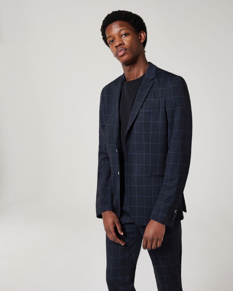 Regular Stretch Jersey Check Tailored Jacket